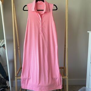 Vineyard Vines sankaty sleeveless polo maxi dress, size M, pink & white stripes